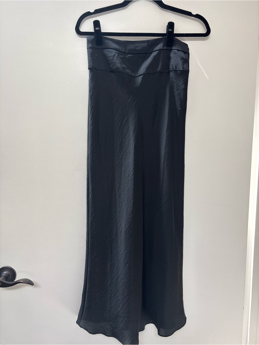 Free People Black Satin-Trim Maxi Skirt